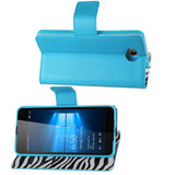 REIKO MICROSOFT LUMIA 650 WALLET CASE WITH INNER ZEBRA PRINT IN BLUE