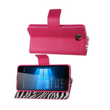 REIKO MICROSOFT LUMIA 650 WALLET CASE WITH INNER ZEBRA PRINT IN HOT PINK