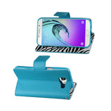 REIKO SAMSUNG GALACY A3 WALLET CASE WITH INNER ZEBRA PRINT IN BLUE