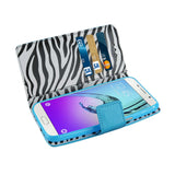 REIKO SAMSUNG GALACY A3 WALLET CASE WITH INNER ZEBRA PRINT IN BLUE