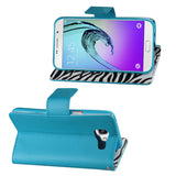 REIKO SAMSUNG GALAXY A7 (2016) 3-IN-1 WALLET CASE WITH INNER ZEBRA PRINT IN BLUE