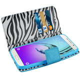 REIKO SAMSUNG GALAXY A7 (2016) 3-IN-1 WALLET CASE WITH INNER ZEBRA PRINT IN BLUE