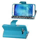 REIKO SAMSUNG GALAXY A8 3-IN-1 WALLET CASE WITH INNER ZEBRA PRINT IN BLUE