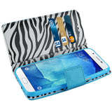 REIKO SAMSUNG GALAXY A8 3-IN-1 WALLET CASE WITH INNER ZEBRA PRINT IN BLUE