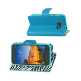 REIKO SAMSUNG GALAXY S7 ACTIVE WALLET CASE WITH INNER ZEBRA PRINT IN BLUE