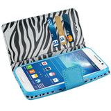 REIKO SAMSUNG GALAXY GRAND NEO 3-IN-1 WALLET CASE WITH INNER ZEBRA PRINT IN BLUE