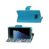 REIKO SAMSUNG GALAXY NOTE 7 WALLET CASE WITH INNER ZEBRA PRINT IN BLUE