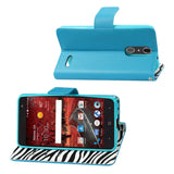 REIKO ZTE GRAND X4 WALLET CASE WITH INNER ZEBRA PRINT IN BLUE
