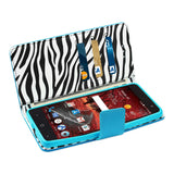 REIKO ZTE GRAND X4 WALLET CASE WITH INNER ZEBRA PRINT IN BLUE