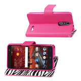 REIKO ZTE GRAND X4 WALLET CASE WITH INNER ZEBRA PRINT IN HOT PINK