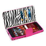 REIKO ZTE GRAND X4 WALLET CASE WITH INNER ZEBRA PRINT IN HOT PINK