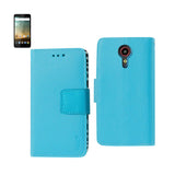 REIKO ZTE N817 WALLET CASE WITH INNER ZEBRA PRINT IN BLUE