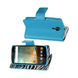 REIKO ZTE N817 WALLET CASE WITH INNER ZEBRA PRINT IN BLUE
