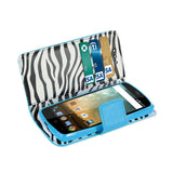REIKO ZTE N817 WALLET CASE WITH INNER ZEBRA PRINT IN BLUE