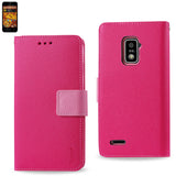 REIKO ZTE WARP 4G 3-IN-1 WALLET CASE IN HOT PINK