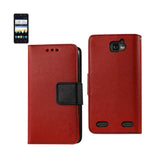 REIKO ZTE SONATA 2 3-IN-1 WALLET CASE IN RED