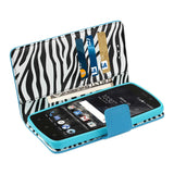 REIKO ZTE MAVEN 2/ CHAPEL/ AVID TRID (Z831) WALLET CASE WITH INNER ZEBRA PRINT IN BLUE