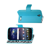 REIKO ZTE GRAND X3 WALLET CASE WITH INNER ZEBRA PRINT IN BLUE