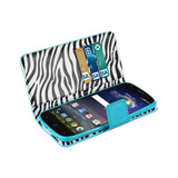 REIKO ZTE GRAND X3 WALLET CASE WITH INNER ZEBRA PRINT IN BLUE