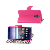 REIKO ZTE GRAND X MAX 2 WALLET CASE WITH INNER ZEBRA PRINT IN HOT PINK