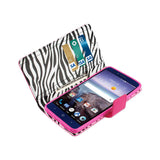 REIKO ZTE GRAND X MAX 2 WALLET CASE WITH INNER ZEBRA PRINT IN HOT PINK