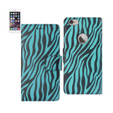 REIKO IPHONE 6 PLUS 3-IN-1 ANIMAL ZEBRA PRINT WALLET CASE IN BLUE
