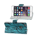 REIKO IPHONE 6 PLUS 3-IN-1 ANIMAL ZEBRA PRINT WALLET CASE IN BLUE