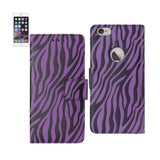 REIKO IPHONE 6 PLUS 3-IN-1 ANIMAL ZEBRA PRINT WALLET CASE IN PURPLE