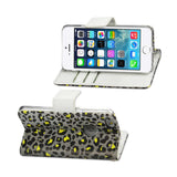 REIKO IPHONE SE/ 5S/ 5 3-IN-1 ANIMAL LEOPARD PRINT WALLET CASE IN SILVER