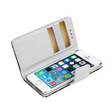 REIKO IPHONE SE/ 5S/ 5 3-IN-1 ANIMAL LEOPARD PRINT WALLET CASE IN SILVER