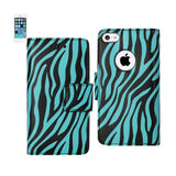 REIKO IPHONE SE/ 5S/ 5 3-IN-1 ANIMAL ZEBRA PRINT WALLET CASE IN BLUE
