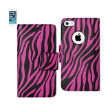 REIKO IPHONE SE/ 5S/ 5 3-IN-1 ANIMAL ZEBRA PRINT WALLET CASE IN HOT PINK