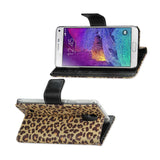 REIKO SAMSUNG GALAXY NOTE 4 3-IN-1 ANIMAL LEOPARD PRINT WALLET CASE IN BROWN