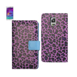 REIKO SAMSUNG GALAXY NOTE 4 3-IN-1 ANIMAL LEOPARD PRINT WALLET CASE IN PURPLE