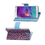 REIKO SAMSUNG GALAXY NOTE 4 3-IN-1 ANIMAL LEOPARD PRINT WALLET CASE IN PURPLE
