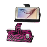REIKO SAMSUNG GALAXY S6 EDGE 3-IN-1 ANIMAL ZEBRA PRINT WALLET CASE IN HOT PINK