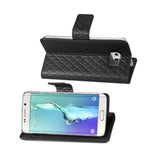 REIKO SAMSUNG GALAXY S6 EDGE PLUS RHOMBUS WALLET CASE IN BLACK
