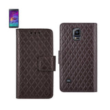 REIKO SAMSUNG GALAXY NOTE 4 RHOMBUS WALLET CASE IN BROWN