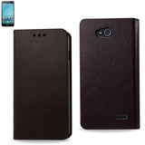 REIKO LG L90 FLIP FOLIO CASE WITH CARD HOLDER IN BROWN