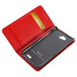 REIKO LG L90 FLIP FOLIO CASE WITH CARD HOLDER IN RED