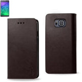 REIKO SAMSUNG GALAXY ALPHA FLIP FOLIO CASE WITH CARD HOLDER IN BROWN
