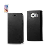 REIKO SAMSUNG GALAXY S6 FLIP FOLIO CASE WITH CARD HOLDER IN BLACK