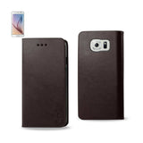 REIKO SAMSUNG GALAXY S6 FLIP FOLIO CASE WITH CARD HOLDER IN BROWN