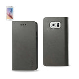 REIKO SAMSUNG GALAXY S6 FLIP FOLIO CASE WITH CARD HOLDER IN GRAY