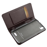 REIKO ZTE GRAND X FLIP FOLIO CASE WITH CARD HOLDER IN BROWN