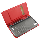 REIKO ZTE GRAND X FLIP FOLIO CASE WITH CARD HOLDER IN RED