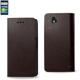 REIKO ZTE GRAND X MAX FLIP FOLIO CASE WITH CARD HOLDER IN BROWN