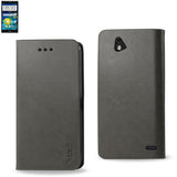 REIKO ZTE GRAND X MAX FLIP FOLIO CASE WITH CARD HOLDER IN GRAY