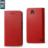 REIKO ZTE GRAND X MAX FLIP FOLIO CASE WITH CARD HOLDER IN RED