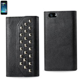 REIKO IPHONE SE/ 5S/ 5 STUDS WALLET CASE IN BLACK